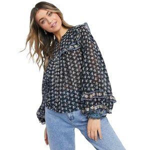 Free People | Jenna Floral Prairie Boho Button Down Top Size X-Small OB1139202